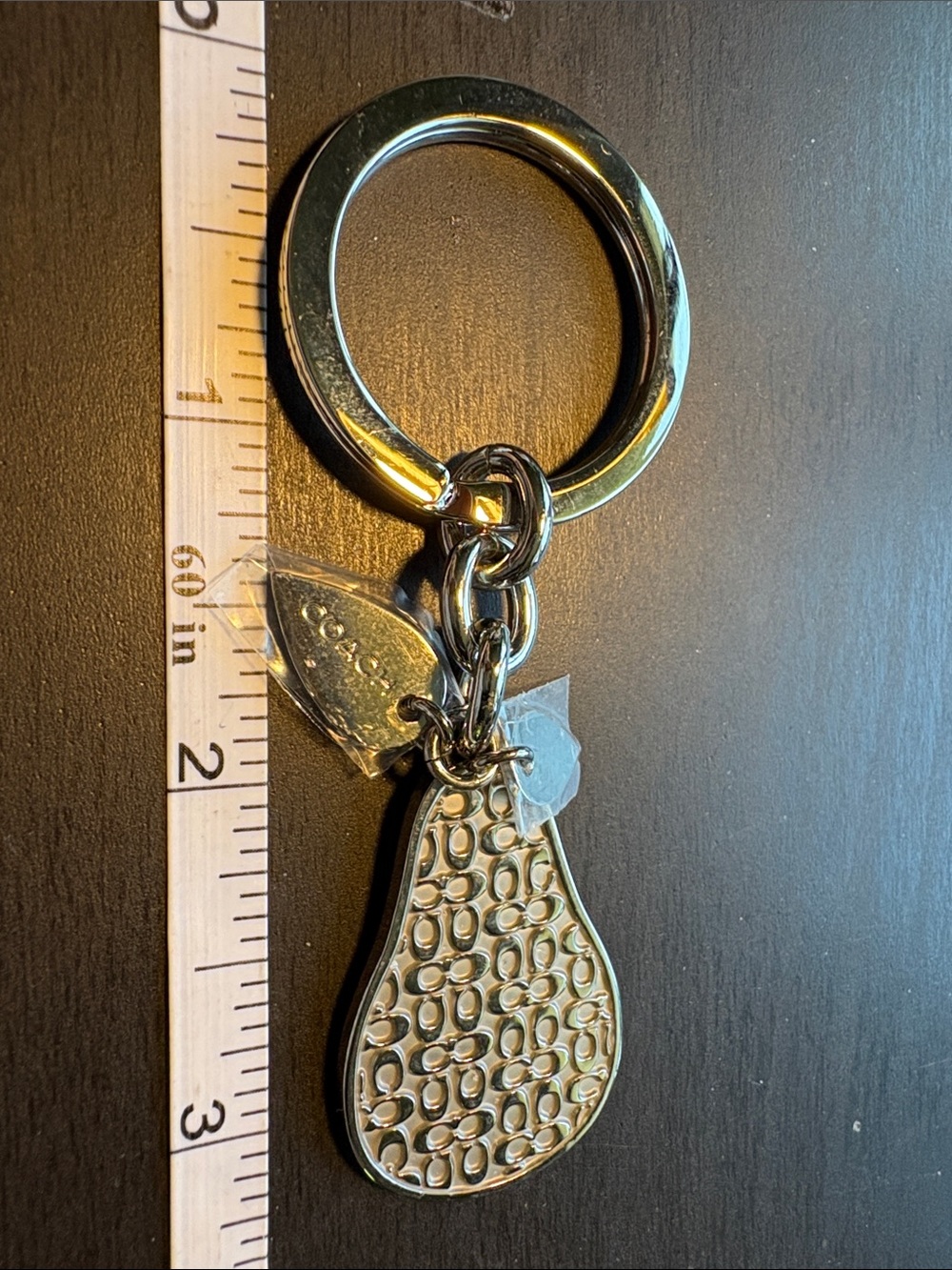 Coach Vintage Silver-Tone Signature Pear Charm Keyring